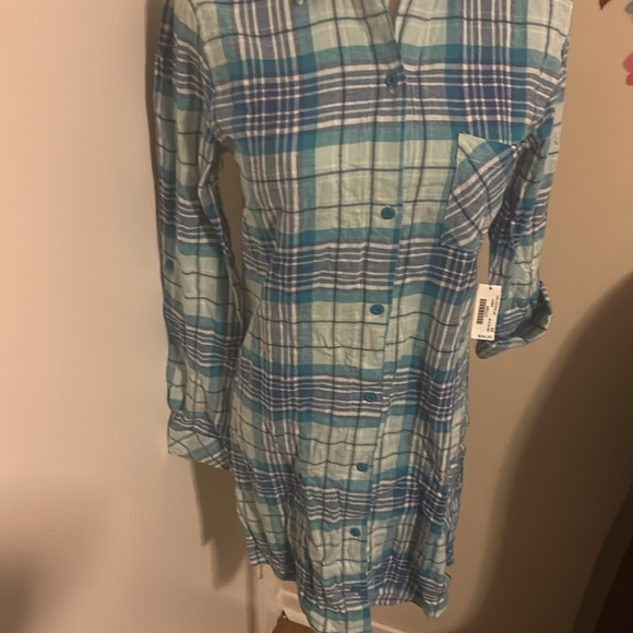 La Vie en Rose | Blue Plaid Pyjama Shirt Size XS NEW WITH TAGS - Picture 4 of 7